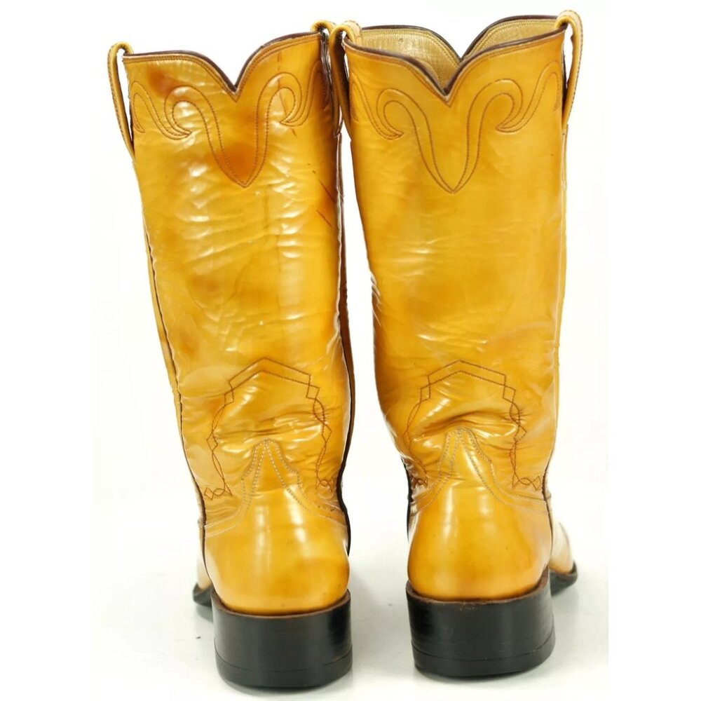 Rios of Mercedes Marbled Yellow Handmade Western Cowboy Boots Vintage Women 6 A - Picture 4 of 10